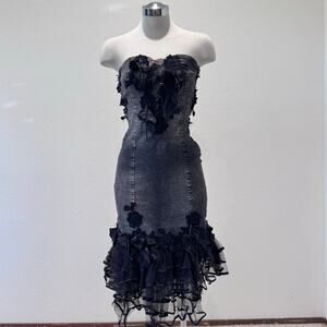 Celo Y2K Vintage Gothic corset denim dress embellishments size SM